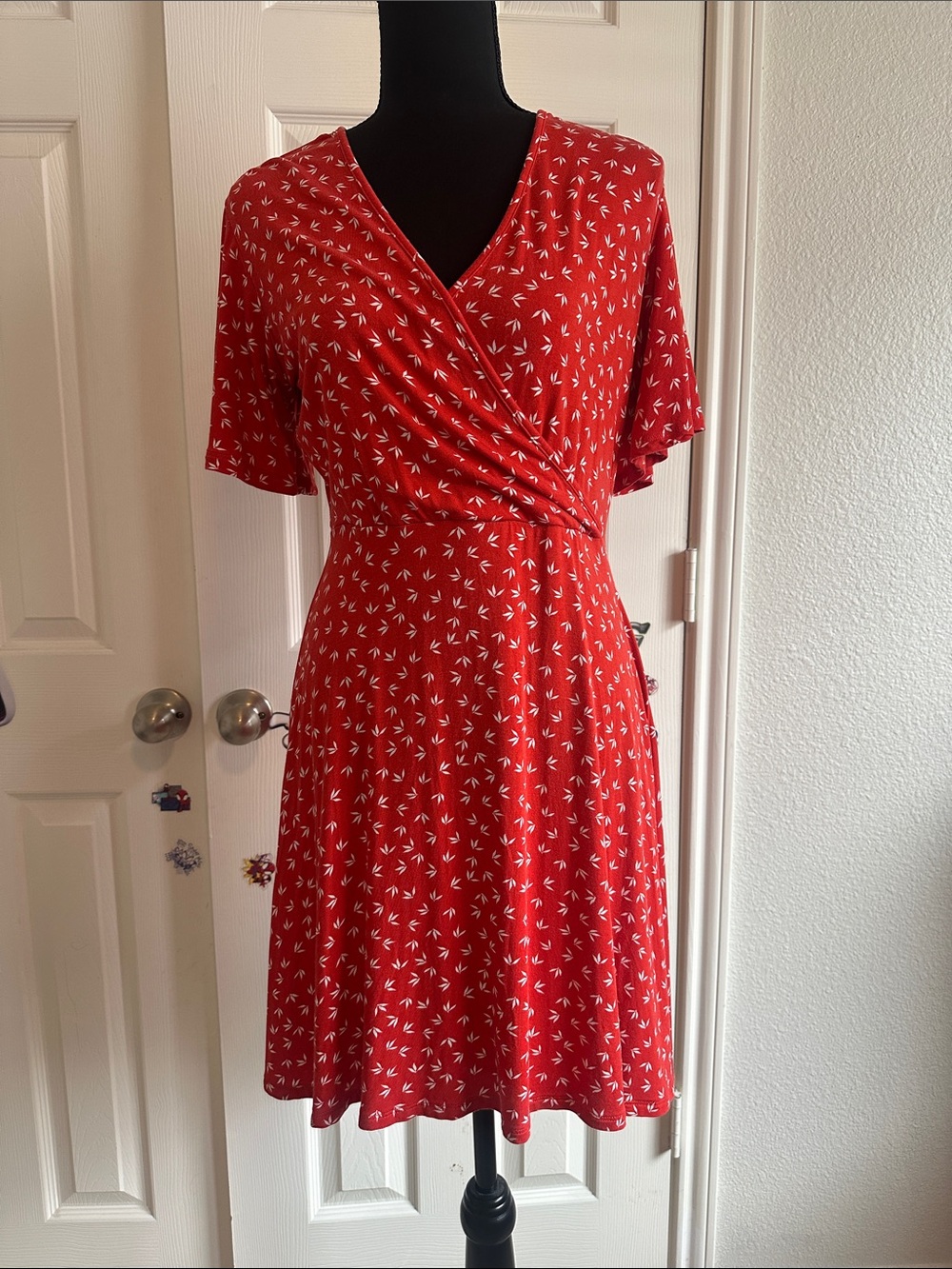 41 Hawthorn Red Floral Wrap Midi Dress